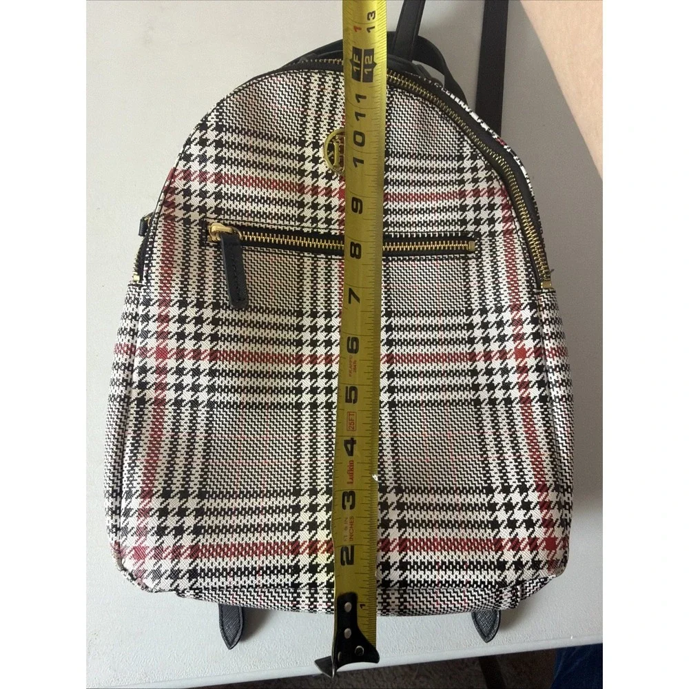 Tommy Hilfiger Women's Black And Red Plaid  Backpack Monogram Printed Logo